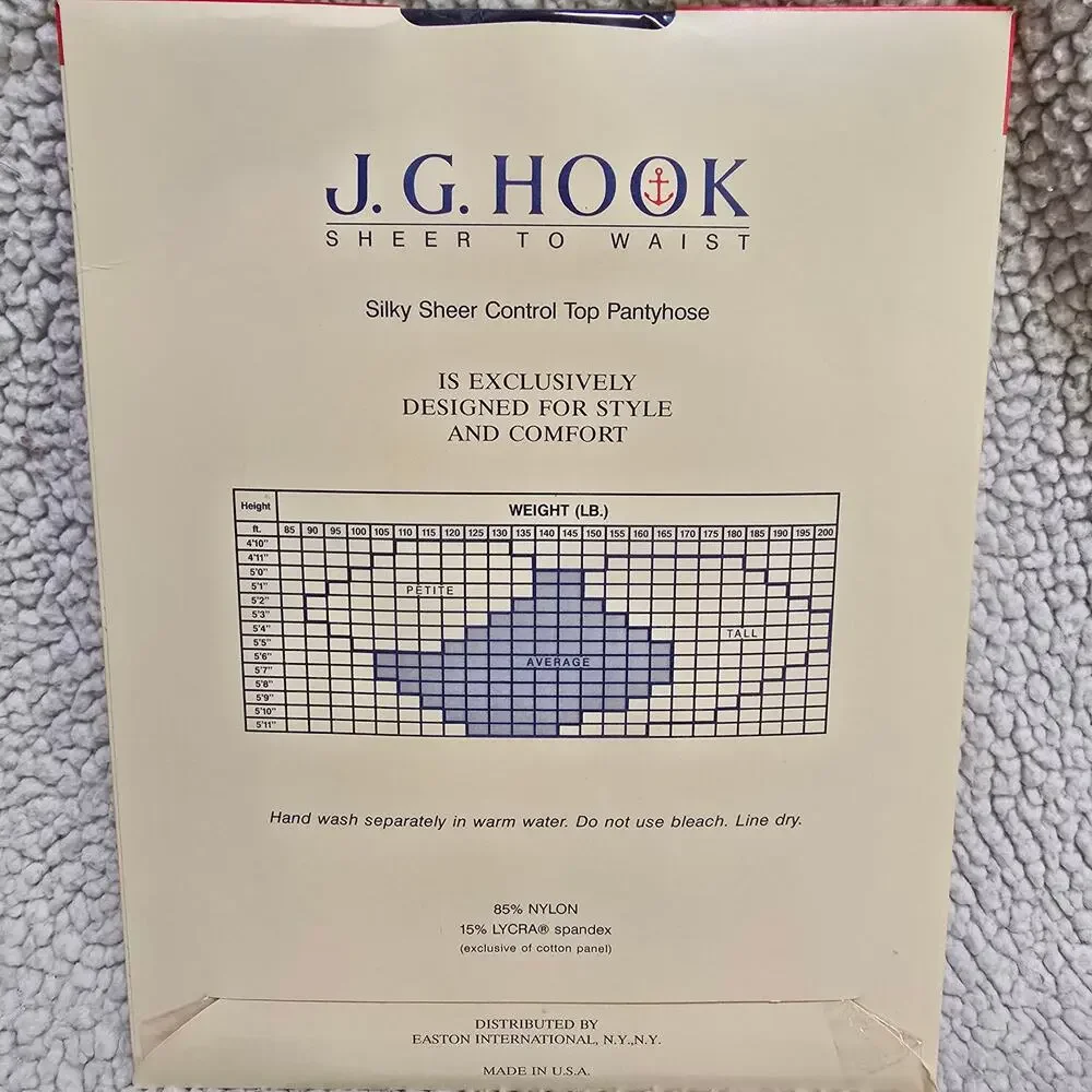 Vintage J.G. Hook Pantyhose Lot 3 Average Ivory Navy Control Top Deadstock